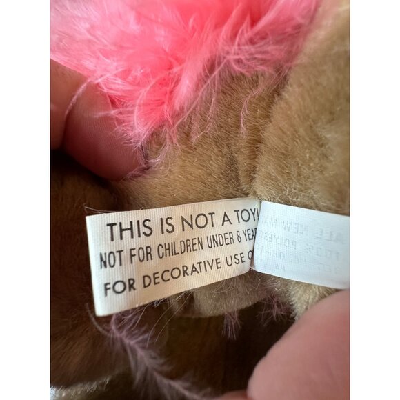 Bearly People Pink feather boa pearls rose tan bear 12" jointed vintage - Picture 4 of 13